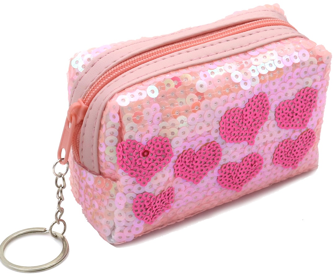 L-B2.2 KY1154-002 Keychain Wallet LOVE Sequins 10x7x4cm Pink