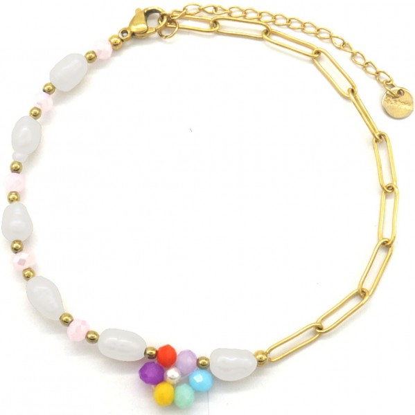 G-C17.1 ANK626-005 S. Steel Anklet Flower