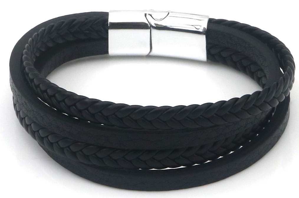 D-B19.4 B25104-003-1 PU Bracelet 21cm Black