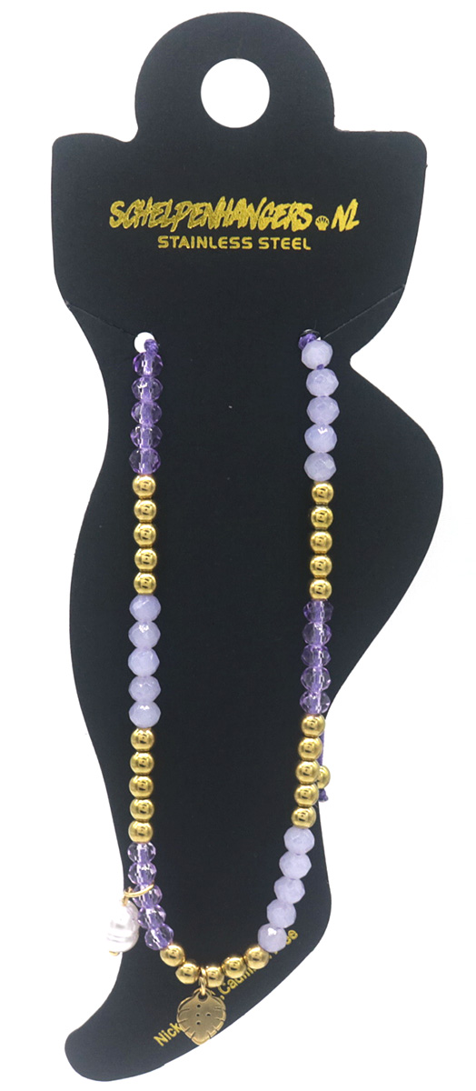 G-C11.2  ANK103-015-3 Anklet S. Steel Glassbeads