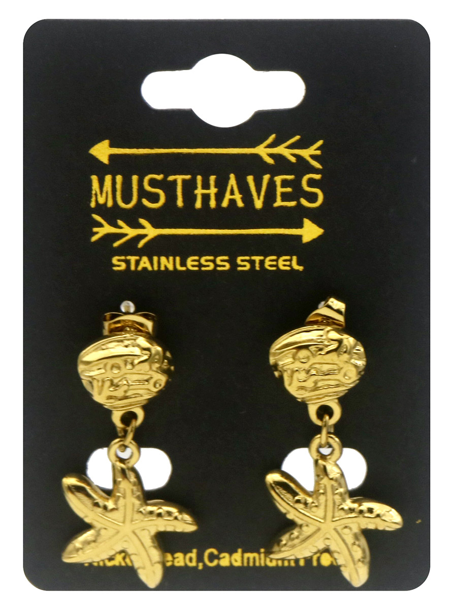 C-E4.5 E2612-161G S. Steel Earrings Starfish 3.5cm