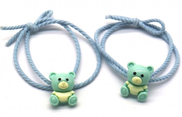 I-B18.3 H717-003 Hair Elastics Bear 2pcs Blue