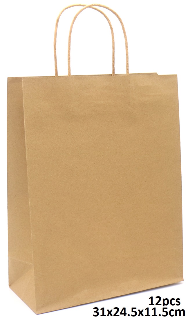 I-F11.1  PK525-004C Paper Bag31x24.5x11.5cm Brown - 12pcs