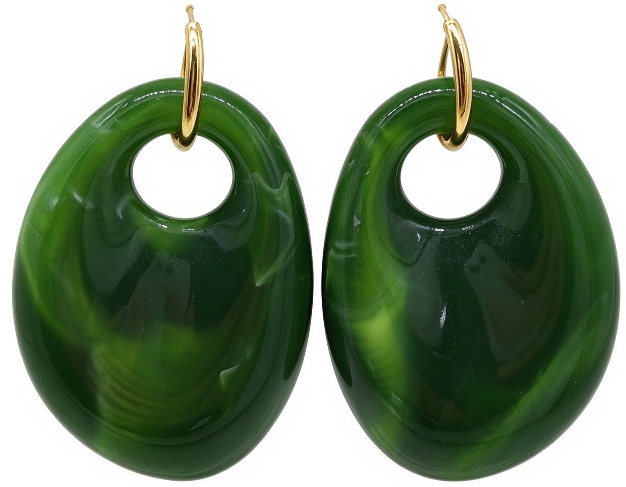 A-B24.1 E2643-051G-4 S. Steel Earring 5cm Green