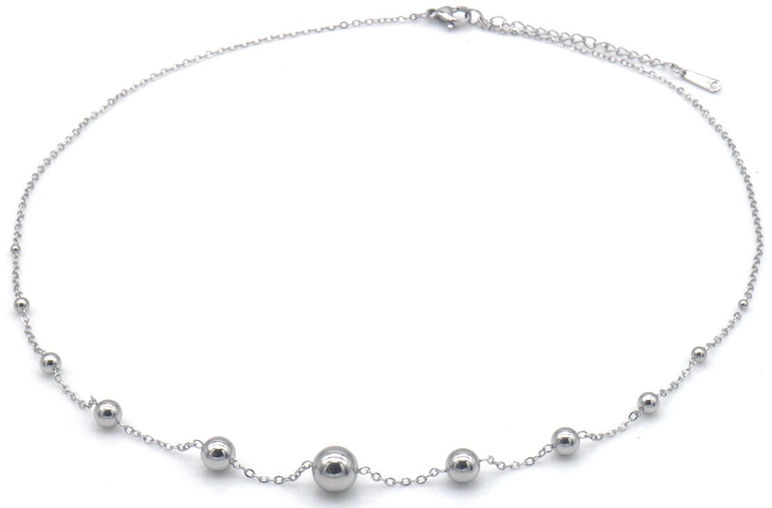 C-D16.2 N2583-008S S. Steel Necklace Balls 40-45cm