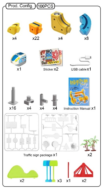 K-D3.2 568-88 Magnetic DIY Train Vehicle Large Set