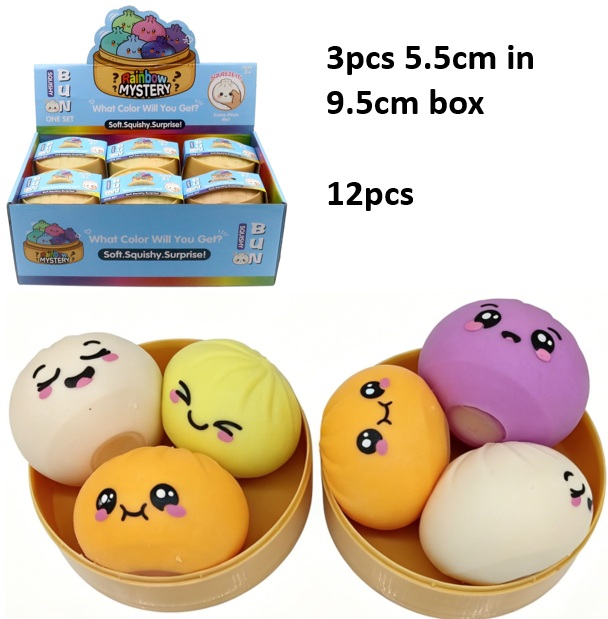 R-L7.1 TOY004-009 Squishy Dumpling 3pcs 3.5cm in Basket - 12pcs