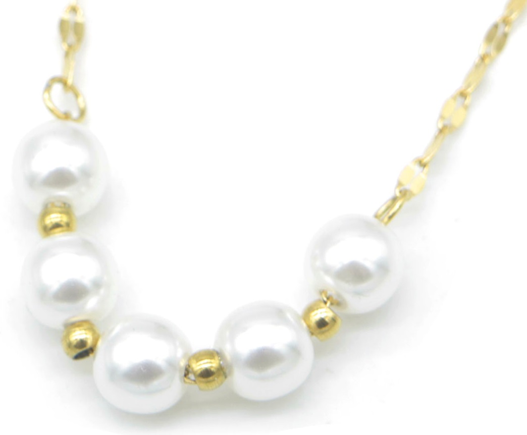 B-C11.1 N101-010G S. Steel Necklace Pearls
