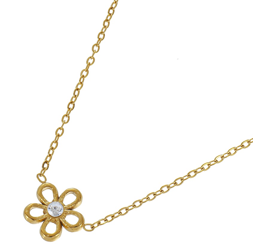 G-E16.2 N2616-033G S. Steel Necklace Flower 40-45cm