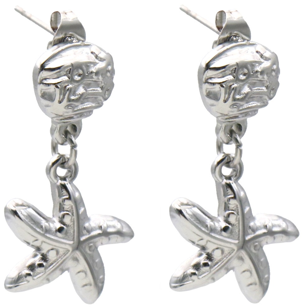 A-A17.1  E2612-161S S. Steel Earrings Starfish 3.5cm