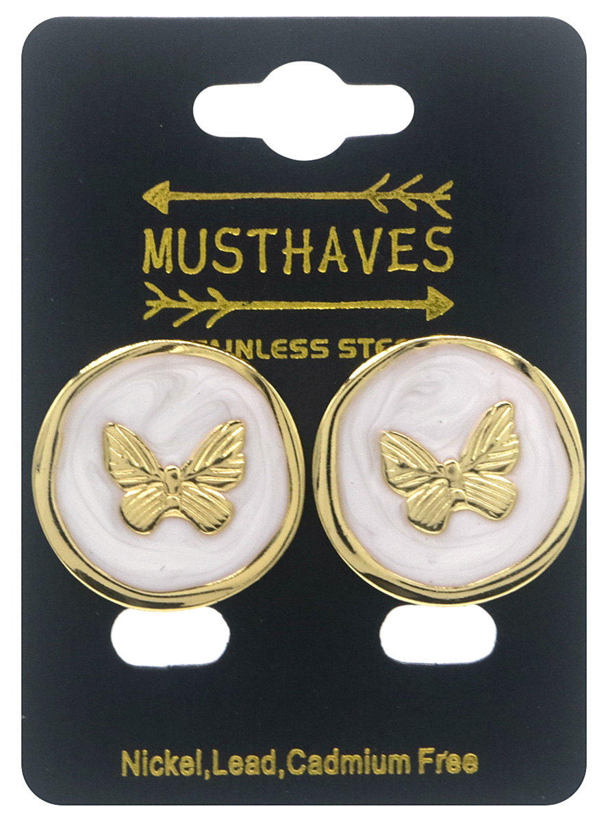 F-F18.4 E1033-001G S. Steel Earrings Butterfly 2.5cm