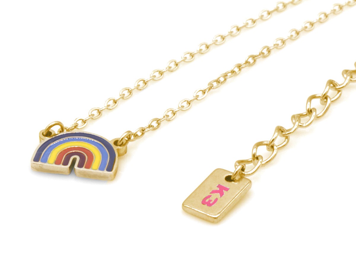 K3-RBN008 S. Steel Necklace Rainbow