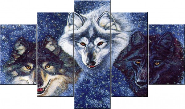 Z-D1.4 FF364  Diamond Painting 5 Frames Wolves 150x90cm