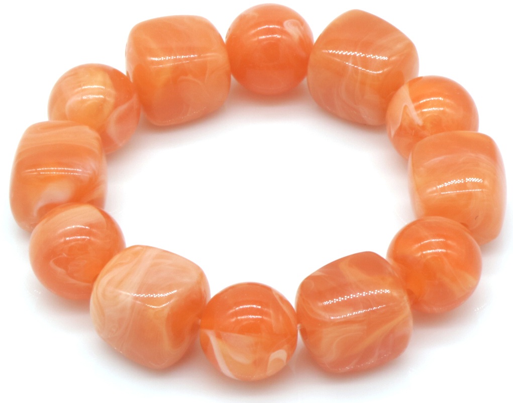 G-B15.3 B2582-019-4 Elastic Bracelet Acrylic Beads Orange