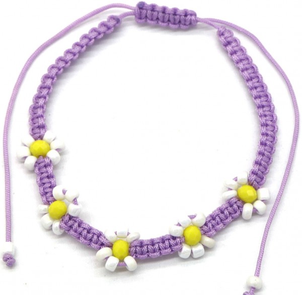 C-B2.3 ANK627-016 Anklet Flowers Purple