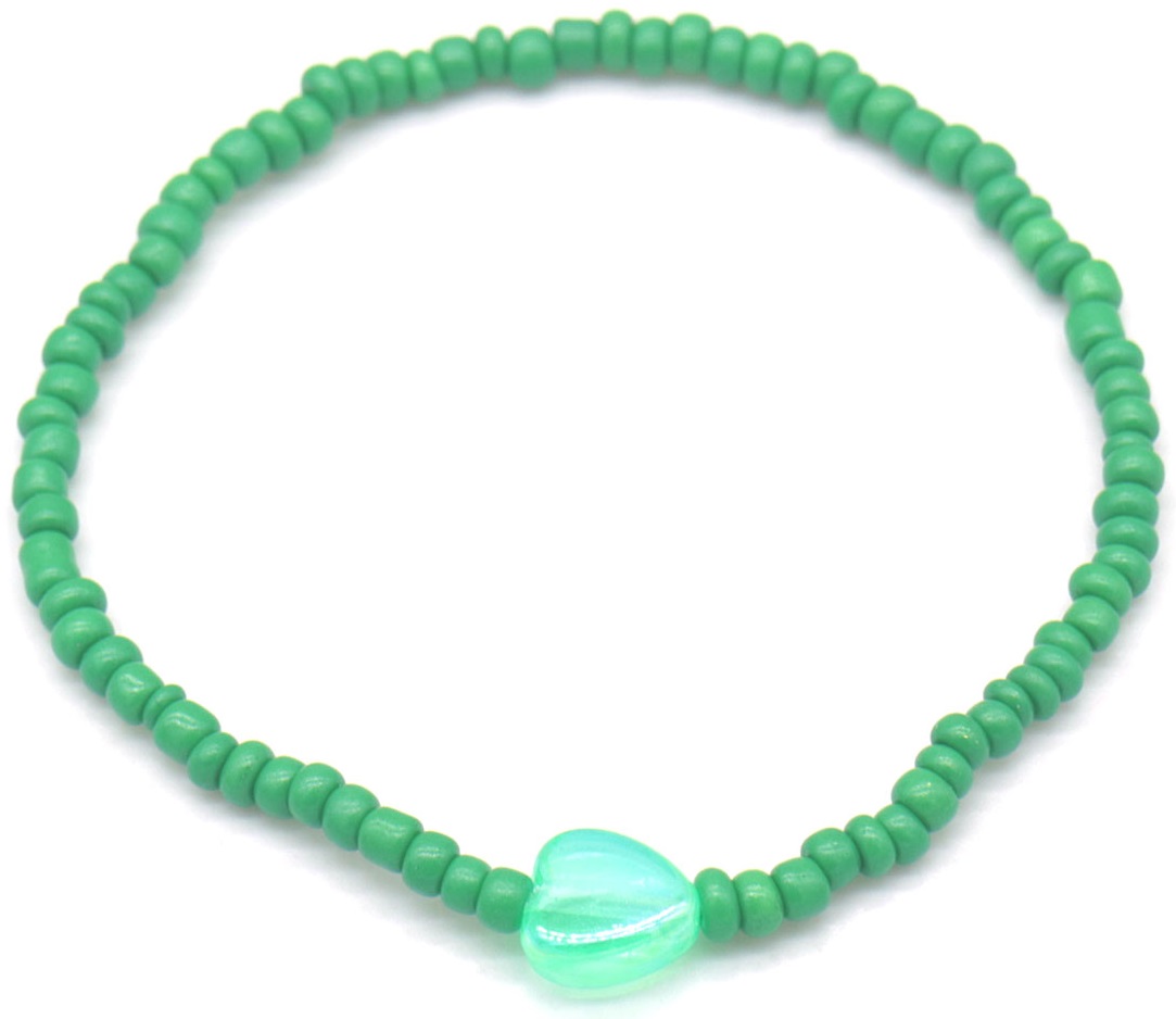 B-B24.1 ANK2375-004-6 Anklet heart Green For Kids