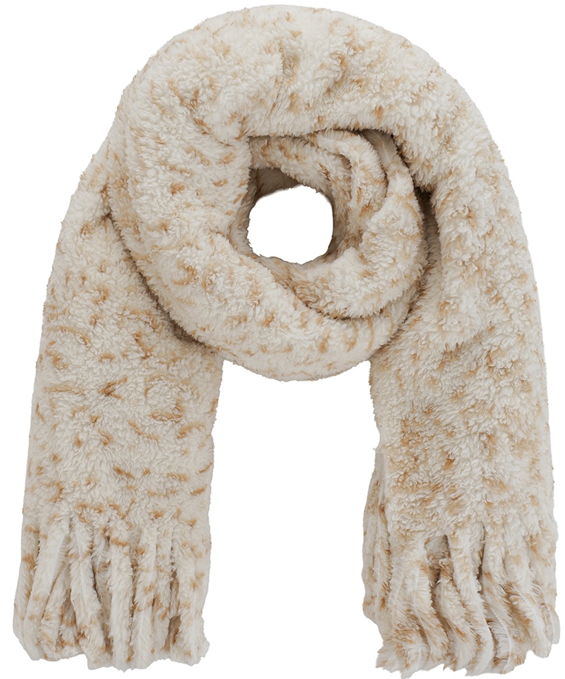 Y-E5.1  SCARF1006-002-5 Soft Fluffy Scarf Leopard 160x60cm Beige