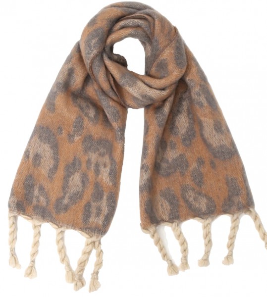 Y-A2.5 SCARF705-062 No. 1 Scarf Leopard 180x50cm Brown
