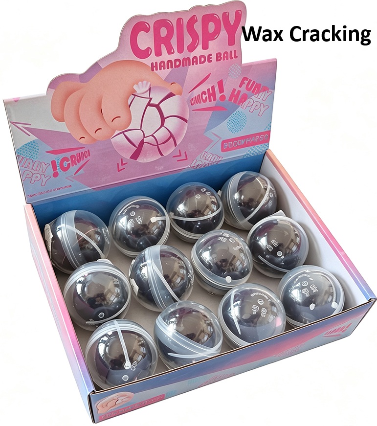 Q-O8.2 TOY2636-002 Wax Cracking Squishy Ball 5.5cm - 12pcs Brown