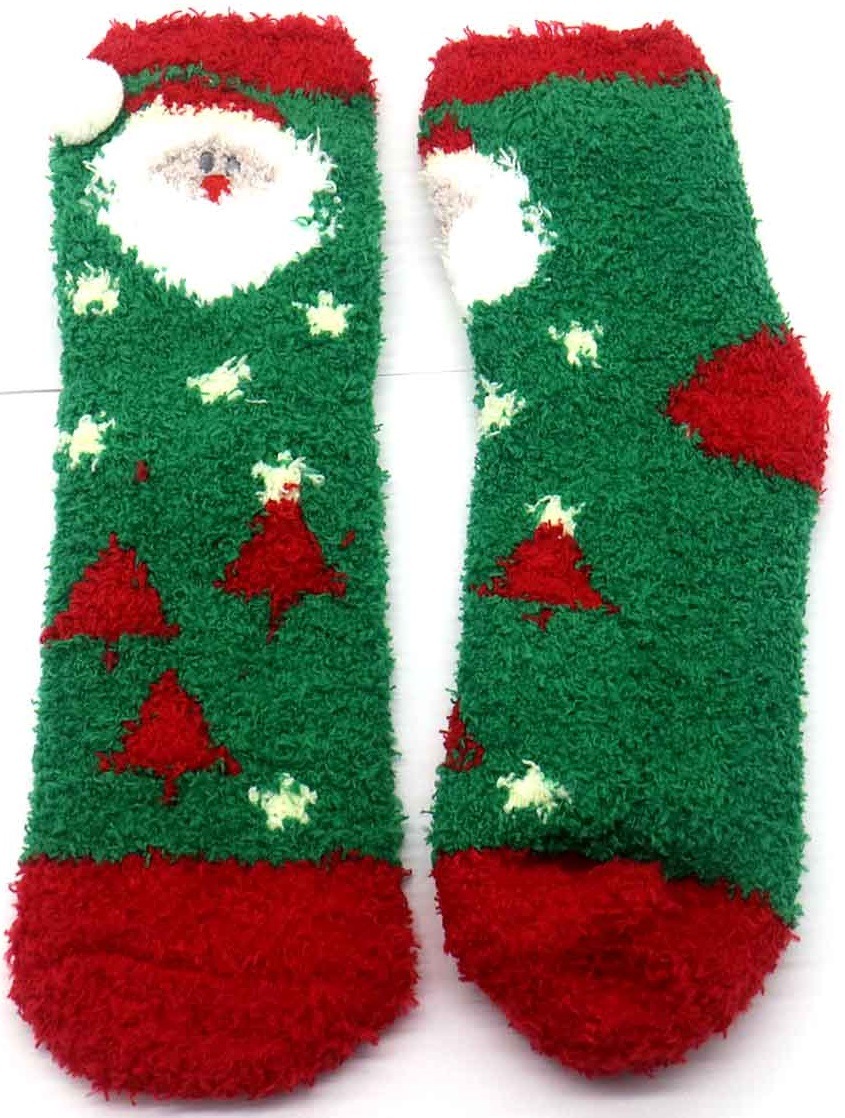 L-F3.1 SOCKS707-008 Fluffy Socks Size 35-40 Santa