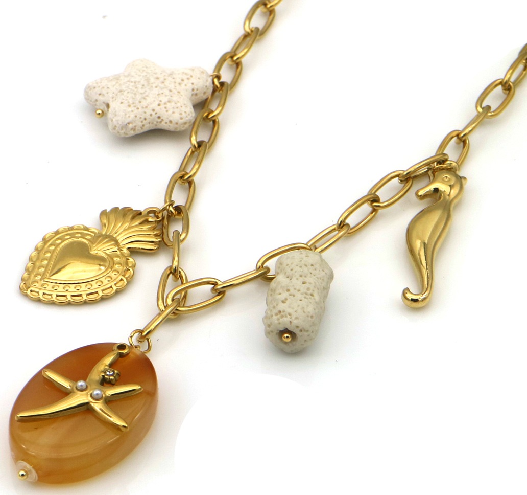 I-B2.2 N098-046 S. Steel Necklace Large Charms 40-45cm