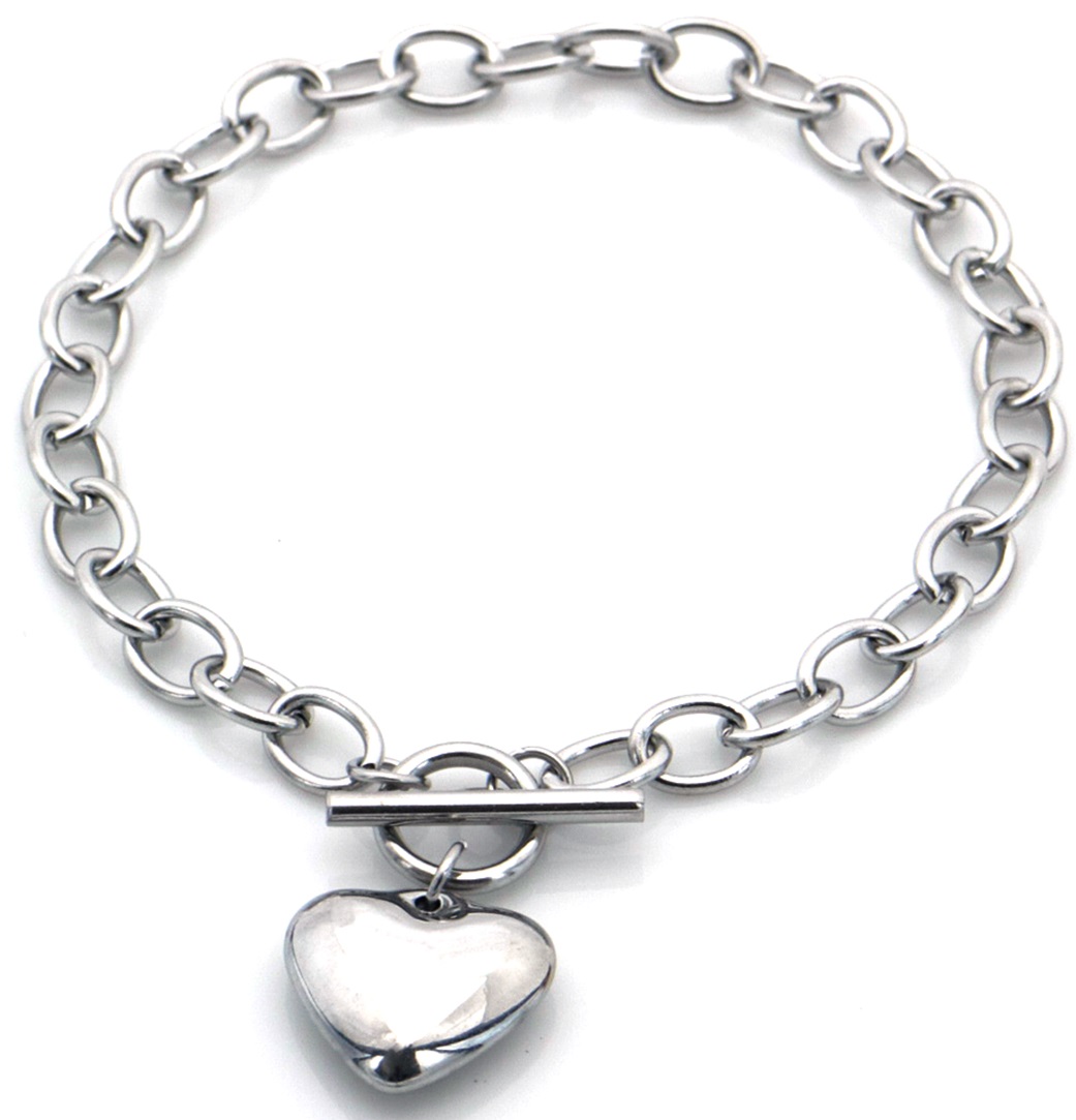 H-C4.3 B074-066S S. Steel Bracelet Heart