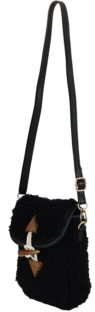 R-H8.2 BAG1021-036-3 Shoulder Bag Teddy 21x16cm Black