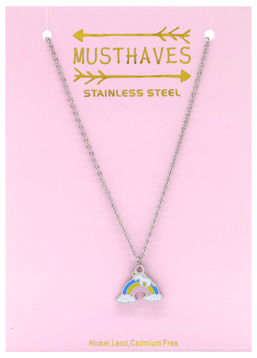 H-D22.1 N221-309S S. Steel Kids Necklace 15mm Rainbow 35-41cm