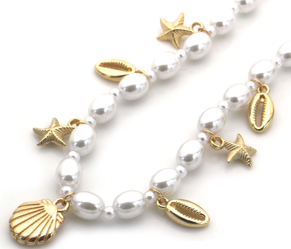 D-C9.3 N2540-071 Fashion Necklace Pearls Charms