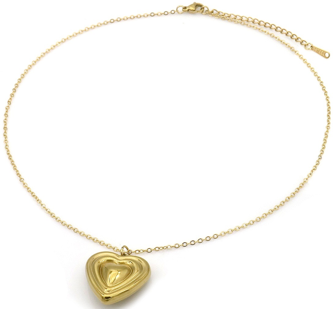 A-E16.3 N2616-031G S. Steel Necklace Heart 40-45cm