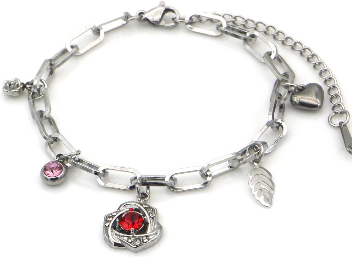 A-A7.5 B2616-036S S. Steel Bracelet Flower 16-21cm