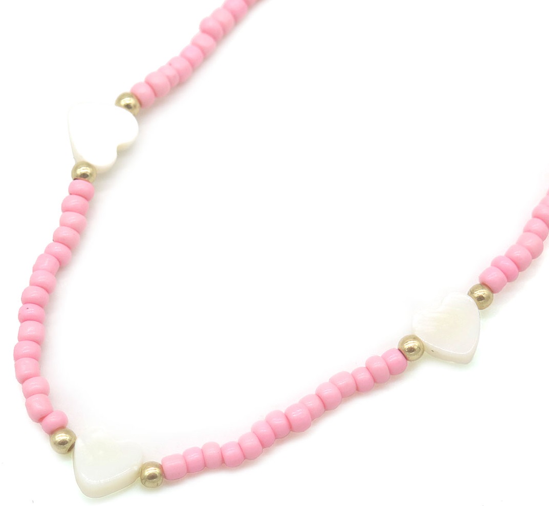 I-D19.3 N2375-016-1 Necklace Hearts for Kids Pink