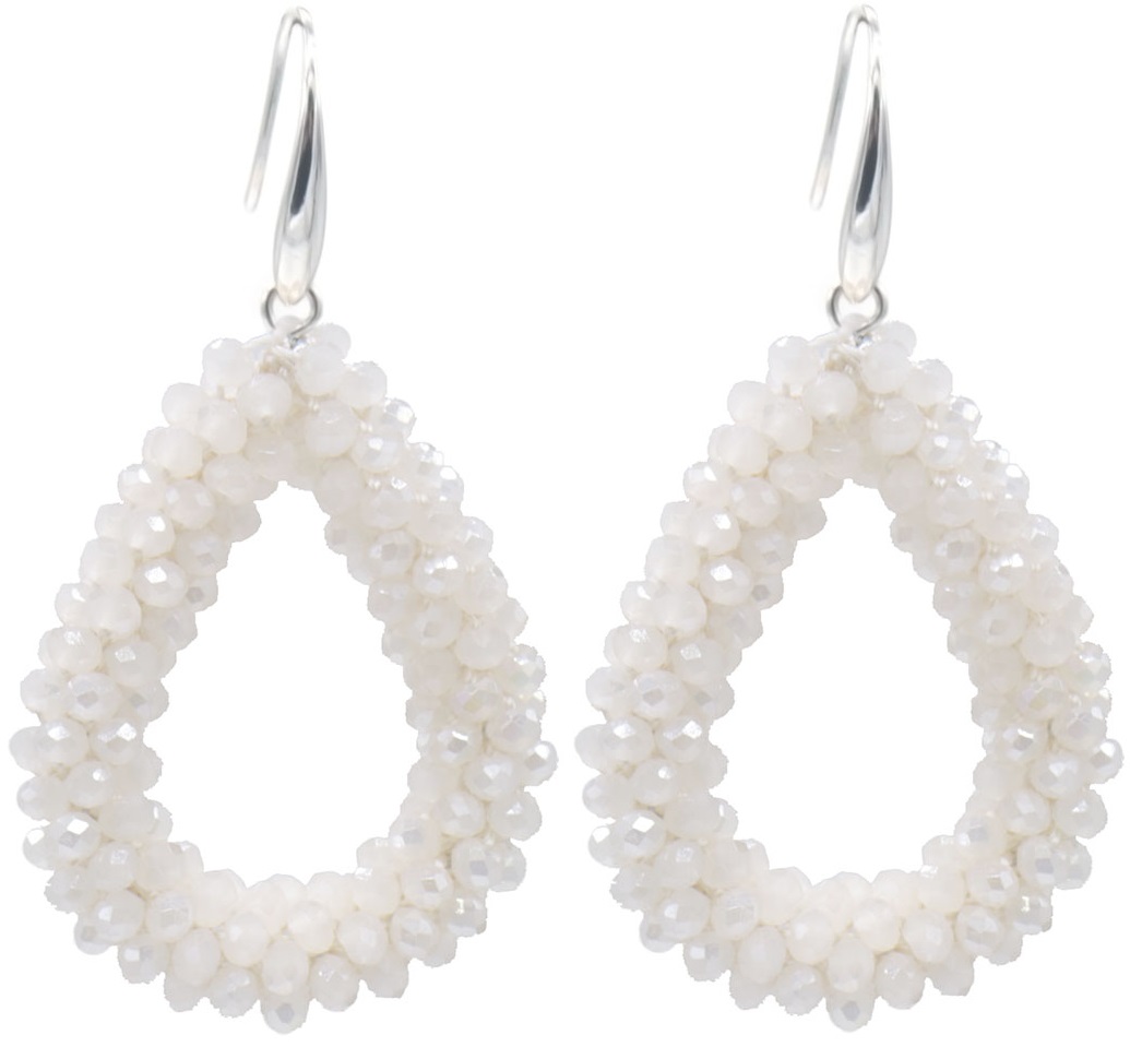D-A9.2 E007-001-48-5 Faceted Glass Beads 4.5x3.5cm White