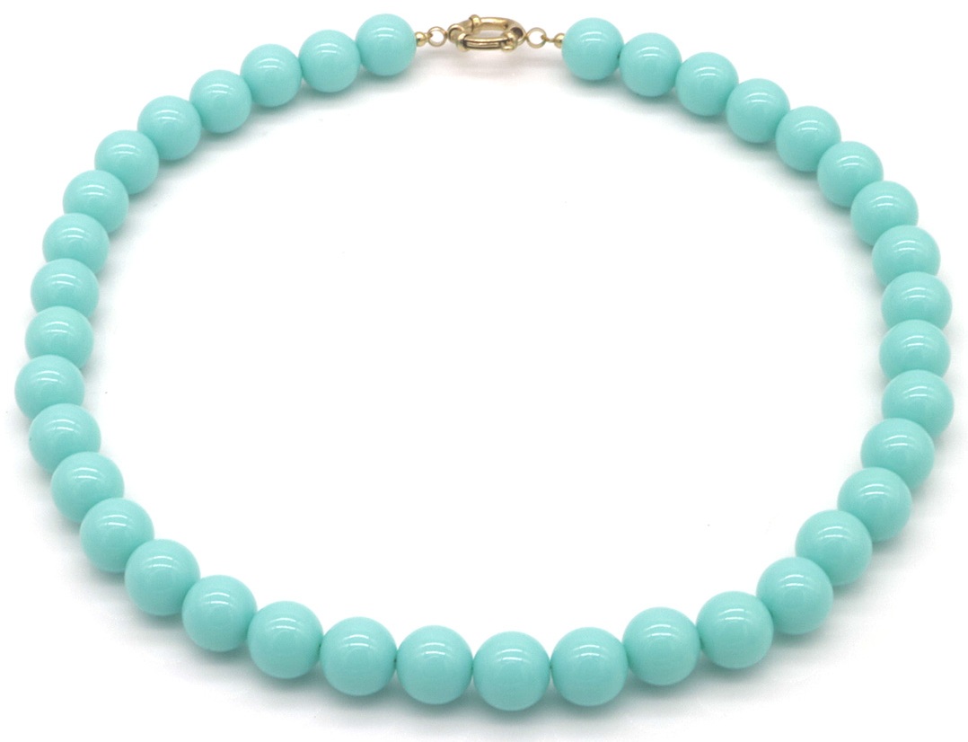 F-D14.1 N1036-015-13 S. Steel Necklace 45cm Beads Blue