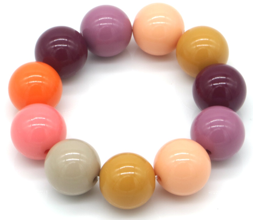 G-F21.1  B2582-001-3 Bracelet Multi Color 18mm Beads