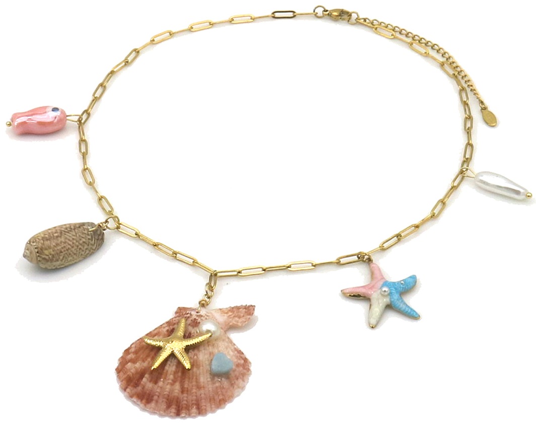 B-C24.1 N098-042 S. Steel Necklace Large Charms 40-45cm