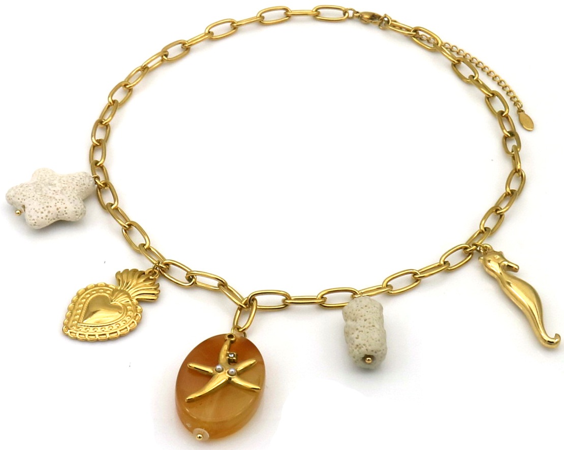 I-B2.2 N098-046 S. Steel Necklace Large Charms 40-45cm