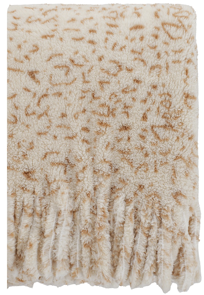 Y-E5.1  SCARF1006-002-5 Soft Fluffy Scarf Leopard 160x60cm Beige
