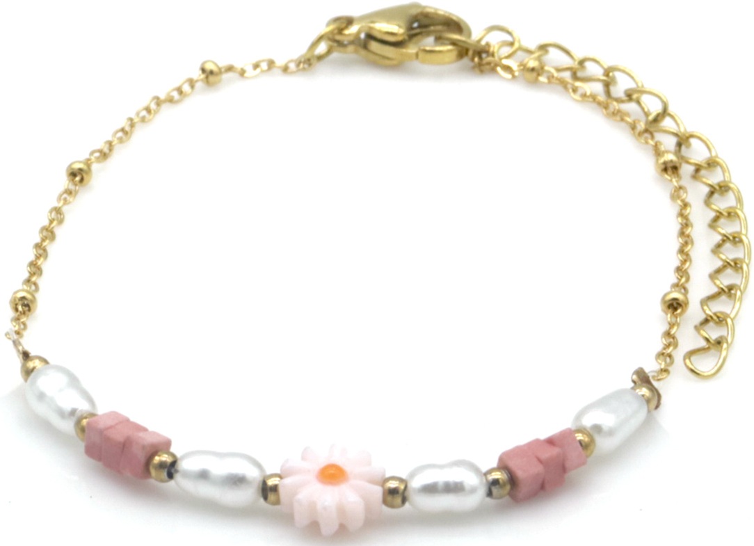 F-C7.5 B2539-030G S. Steel Bracelet Flowers 16-21cm