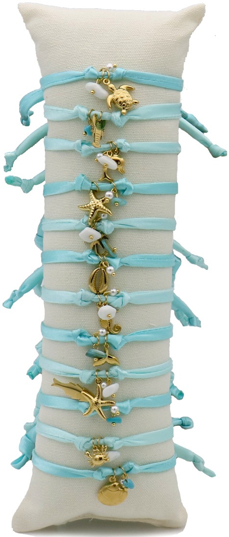 J-C2.1 B221-509 S. Steel Rope Bracelet Set Sea Life - 12pcs