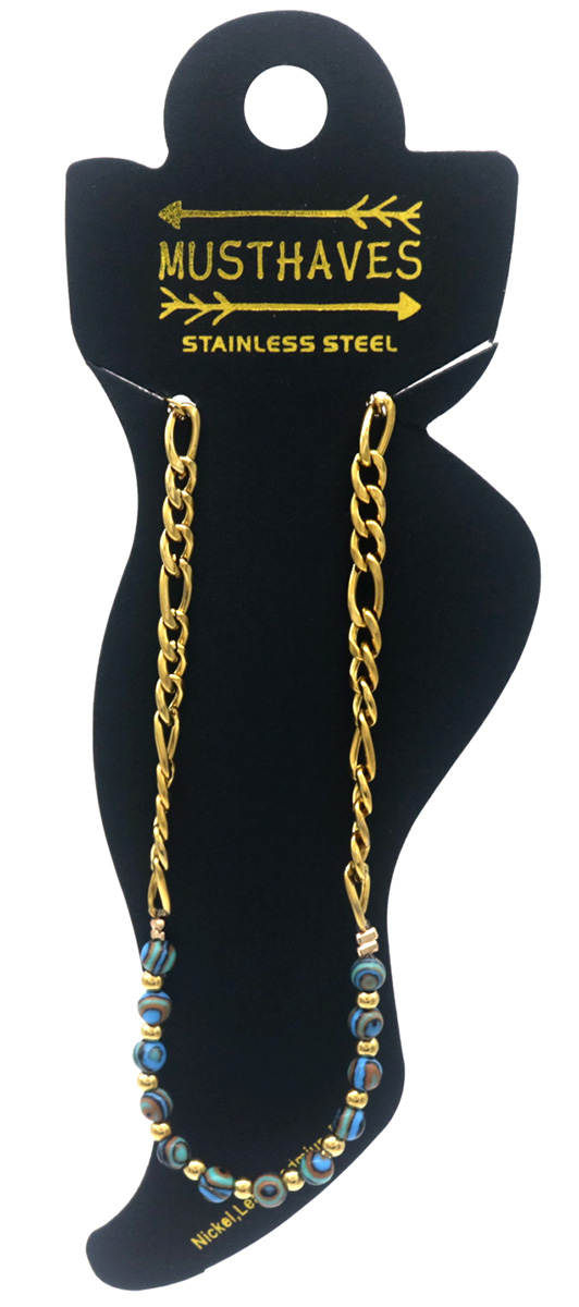 E-C8.1 ANK103-004-1 S. Steel Anklet Stones