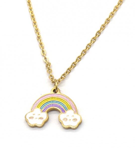 H-E7.2 N221-310G S. Steel Kids Necklace 15mm Rainbow 35-41cm