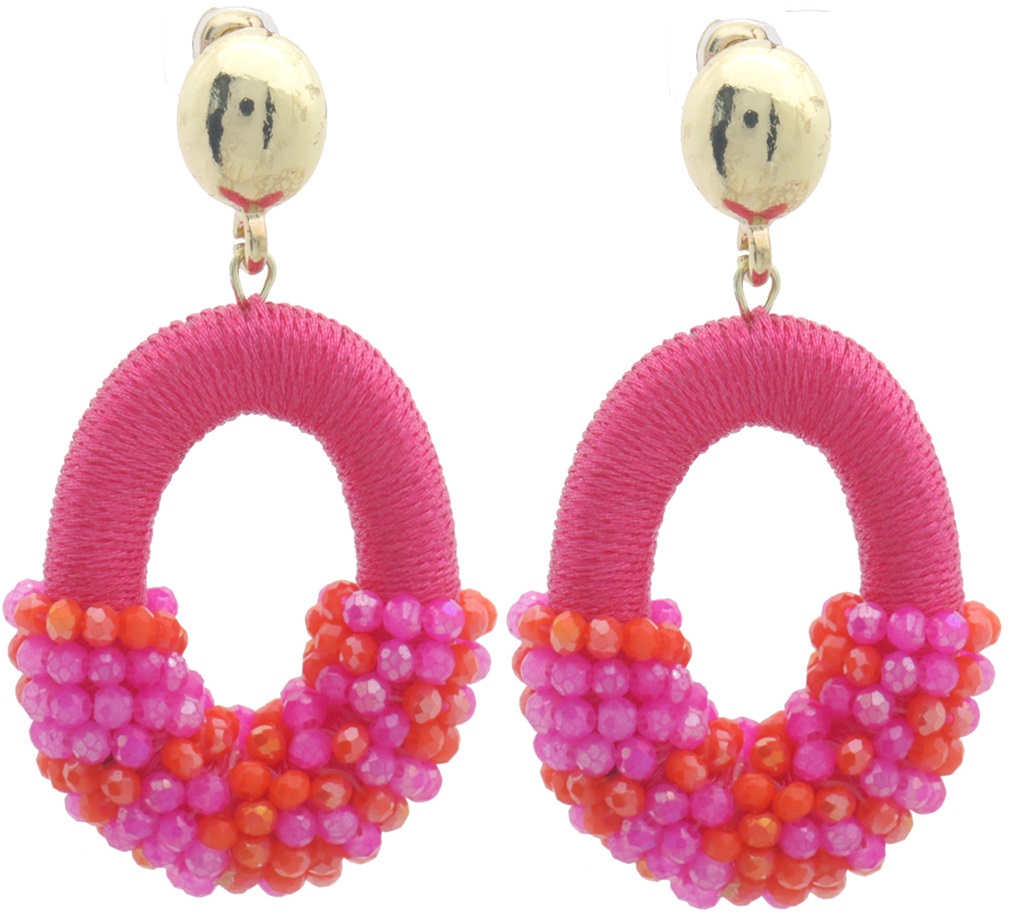 B-D13.1  E007-060-3 Earrings Faceted Glassbeads 4.5x2.8cm