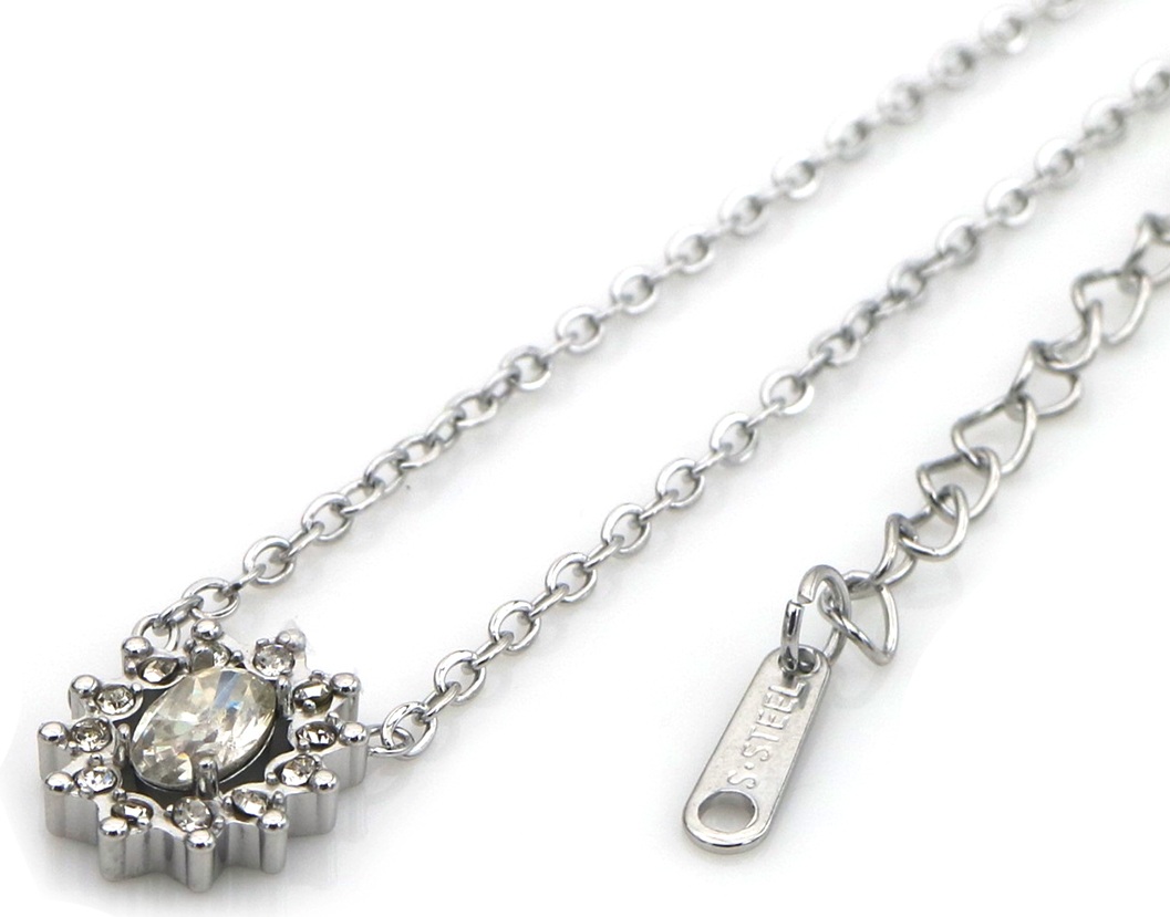 G-F17.4 N2591-035S S. Steel Necklace Crystals 40-45cm