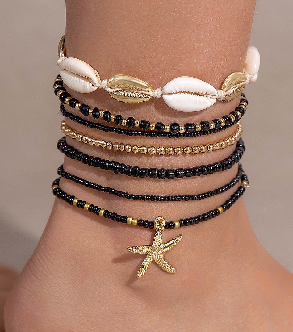 G-B20.1 ANK2620-051 Anklet Set 6pcs -Black
