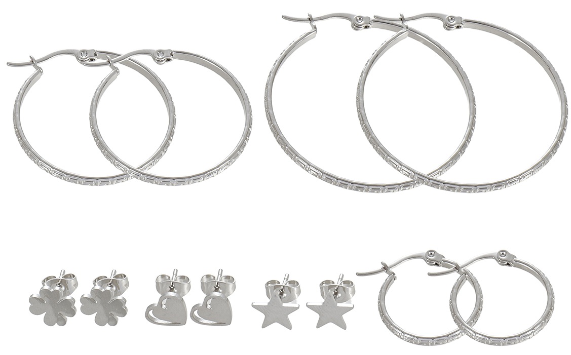 C-E9.1 E1131-135S S. Steel Earring Set 6 Pairs
