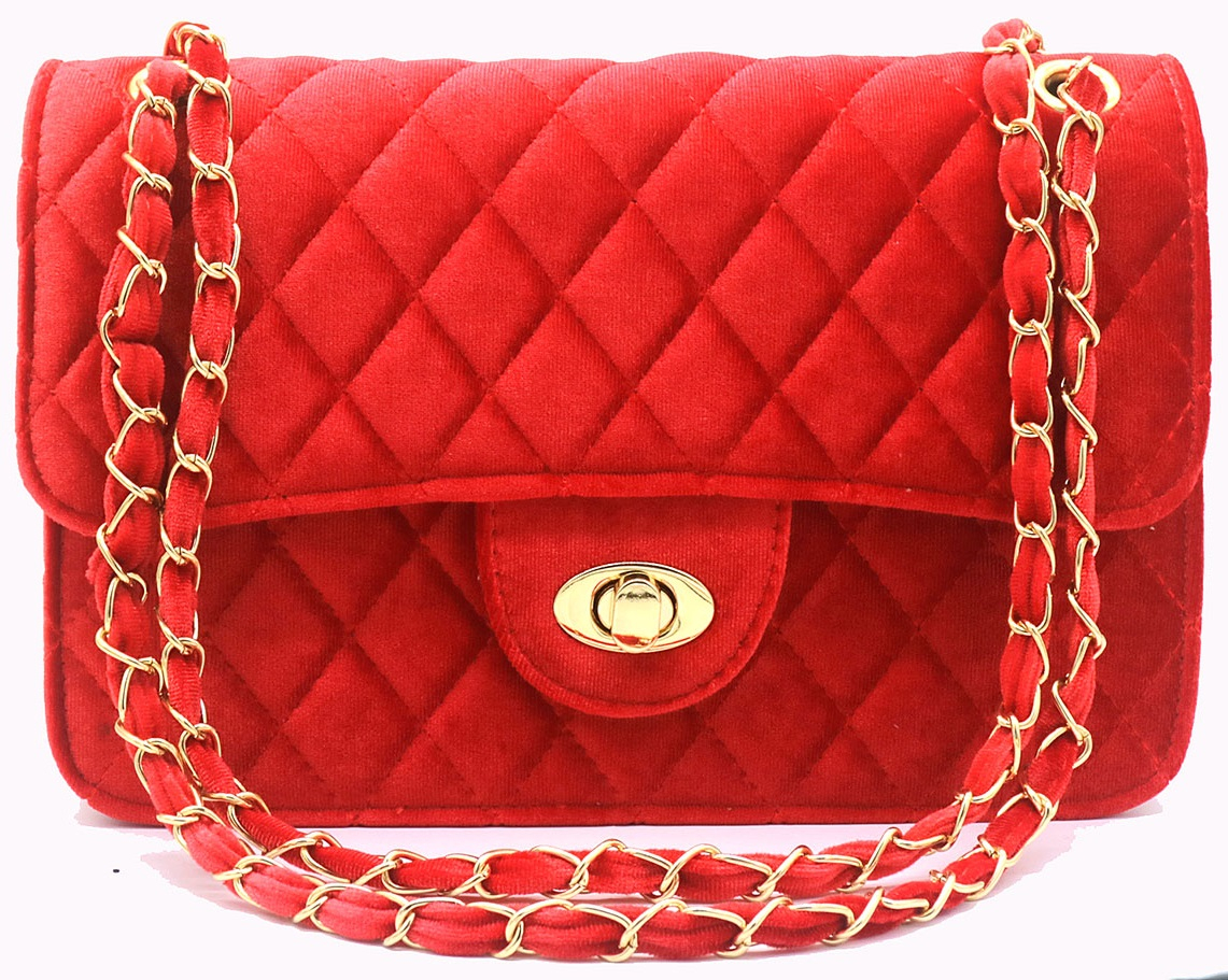 T-J6.2  BAG603-001G Bag Velvet 27x19x8cm Red