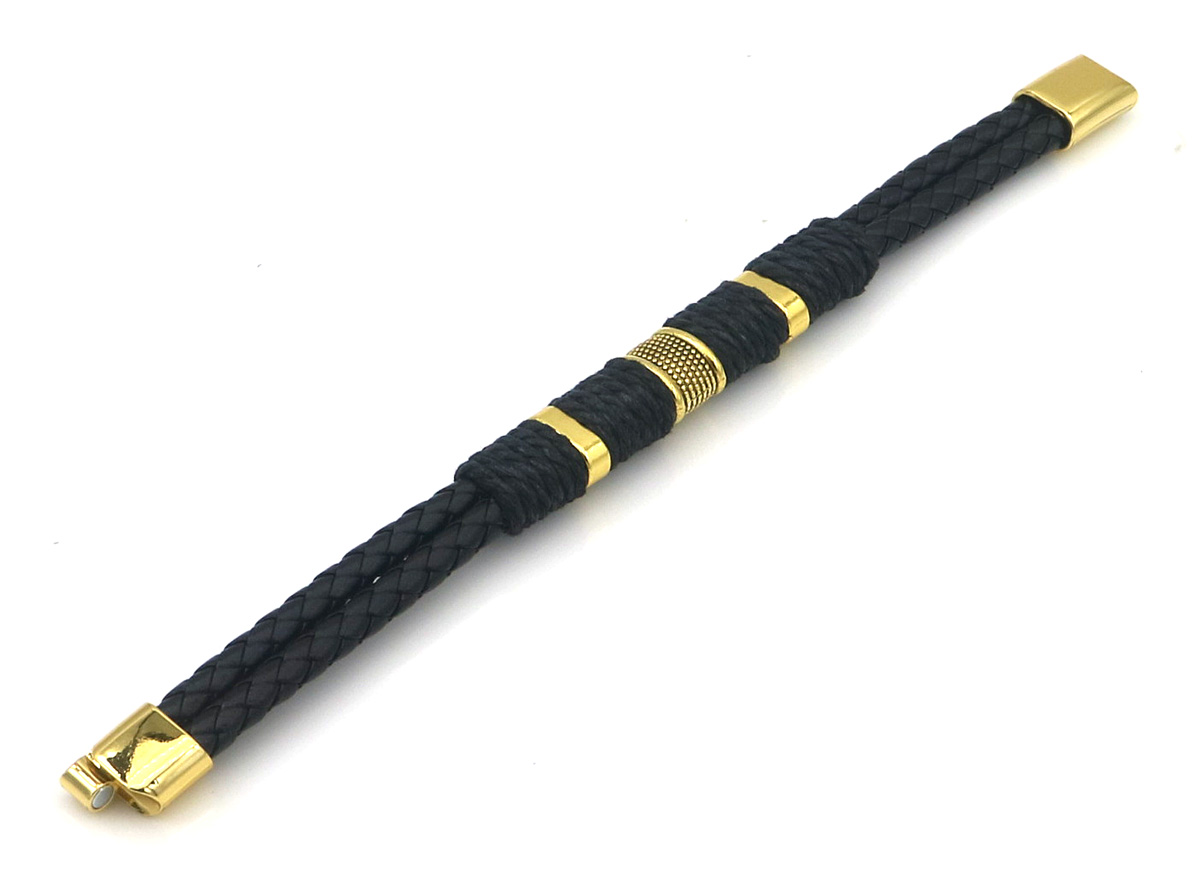 C-A4.1 B25104-007-1 PU Bracelet 21cm Black-Gold