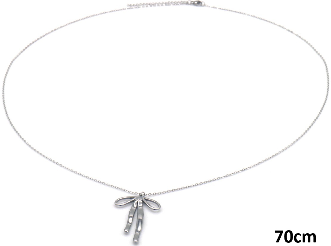 F-A18.3 N2556-041S S. Steel Long Necklace Bow - 70-75cm