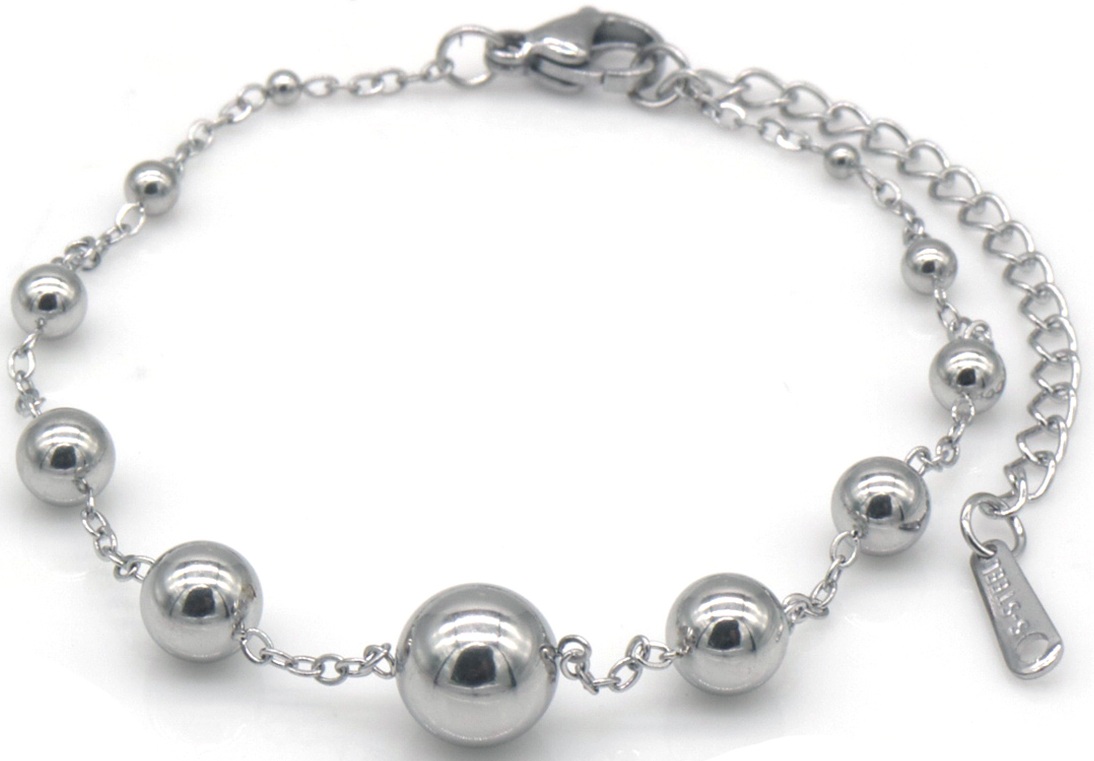 D-B17.4 B2583-018S S. Steel Bracelet Balls 16-21cm